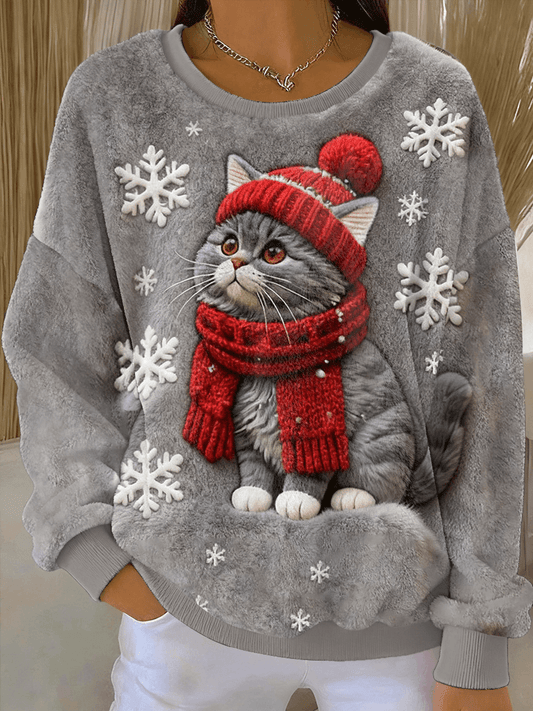 Cute Christmas Hoodie for Women in Cat Style